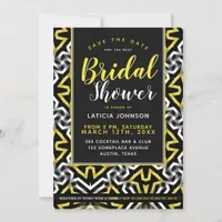 Bridal Shower • Wild Geometric Glam Gold and Black Invitation