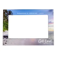 Romantic Tropical Island Beach Sunset Magnetic Frame