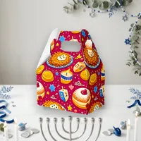 estive Red Illustrated Hanukkah Food Favor Boxes