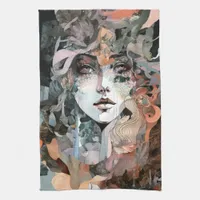 Beautiful Woman Collage Kitchen Towel