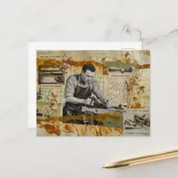 The woodworker collage postcard