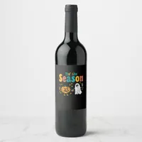 Tis Season Pumpkin Leaf Latte Fall Softball Wine Label