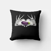 Eggplant Classic - Skeleton Hands Heart Throw Pillow