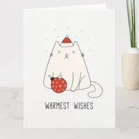 Adorable Warmest Wishes Christmas Cat Card