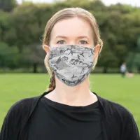 Winter Gray Camouflage Abstract Pattern, ZSSG Adult Cloth Face Mask