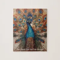 Beautiful Majestic Splendor: The Boho Peacock Jigsaw Puzzle