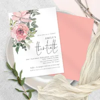 Elegant Blush Pink Floral Thirtieth Birthday Party Invitation