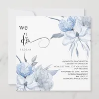 *~* Floral Light Blue Bouquet AR15 QR RSVP WEDDING Invitation