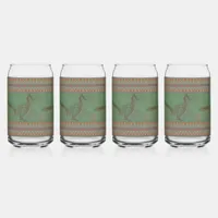 Southwest Roadrunners Trio Geometric Border Green Can Glass