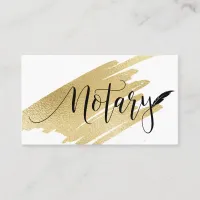 *~* Gold NOTARY PHOTO Pen Feather Signing Agent Business Card