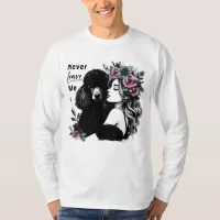 Woman Hugging Poodle With Flowers T-Shirt