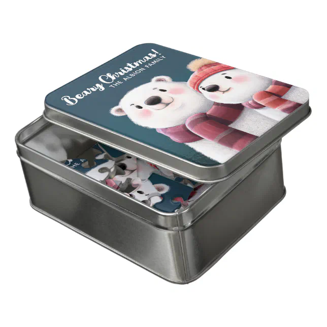 Cute Polar Bear Cubs Wearing Scarves Jigsaw Puzzle