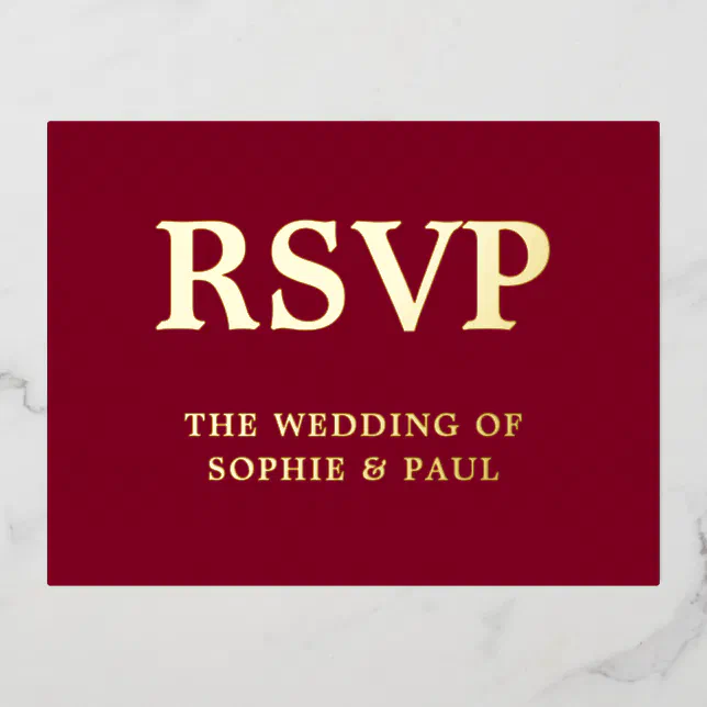 Classic Burgundy Song Choice Foil RSVP Card