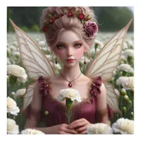 Beautiful January Fairy in Carnations Acrylic Print