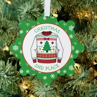 Second Place Ugly Sweater Winner Christmas Ornament Card