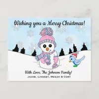 Wishing you a Merry Christmas Cute Snowman Postcard