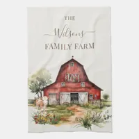 Family Farm Rustic Barn Cute Country Farm  Kitchen Towel