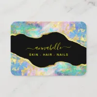 *~* AP26 OPAL Rainbow QR  Gold Glitter Ethereal  Business Card