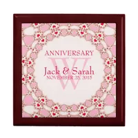 Red Hearts Pink Lace Wedding Anniversary Gift Box