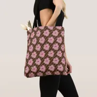 Pink Flowers And Stripes Tote Bag