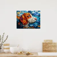 Basset Hound Paper Quilling Art Dog Portrait Poster