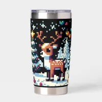 Christmas Reindeer Winter Wonderland Pixel Art Insulated Tumbler