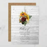 Rustic Autumn - Fall Floral Country Barn Wedding Invitation