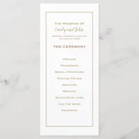 Elegant Simple Gold Typography and Frame Wedding Program