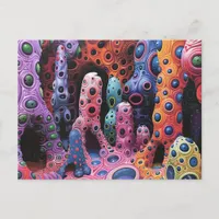 Colorful Weird Creatures Abstract Postcard