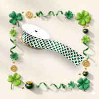 Minimalist Green Split Heart Pattern Satin Ribbon