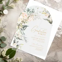 Pearl Blush Floral Graduation Arch ID989 Acrylic Invitations