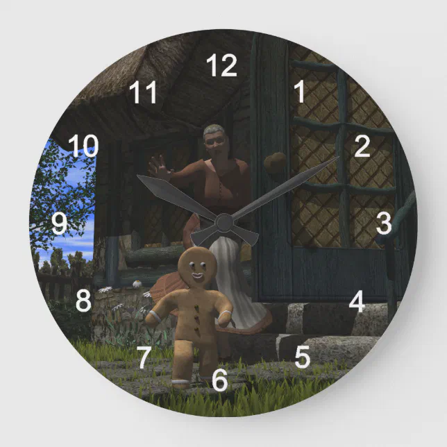 Runaway Gingerbread Man Large Clock