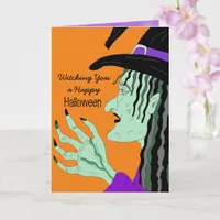 Witching you a Happy Halloween Hand Drawn Witch Card