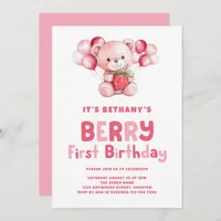 Berry First Birthday Strawberry 1st Birthday Invitation