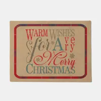 Warm Wishes Kraft & Tartan Red/Green ID589 Doormat
