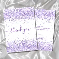 Birthday white lavender confetti thank you card