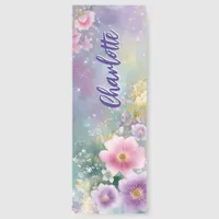 Pastel Flowers Sparkle Glitter Personalized Bookmarks