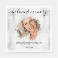 In Loving Memory Marble Photo Funeral Wake Napkins