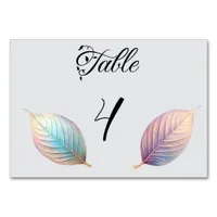 Ethereal Beauty Soft Tone Whimsical Pastel Leaves Table Number