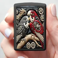 Stylized Parrots with Mechanical Flair Zippo Lighter