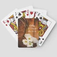 White Daisies and Cowboy Boots Country Wedding Poker Cards