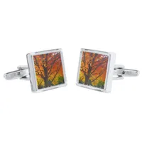 Autumn Leaves of Yellow and Orange Photo Cufflinks