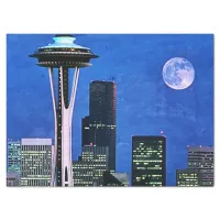 Blue Seattle Skyline Shower Curtain Tissue Paper