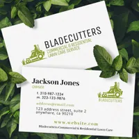 Green on White Lawn Care + Mowing Business Cards