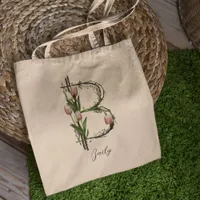 Elegant Floral Monogram Tote Bags for Weddings & Occasions