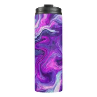 Personalized Purple, Blue, Pink Marble Fluid Art Thermal Tumbler