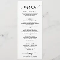 Romantic Calligraphy Wedding Menu | 4 x 9 | Black