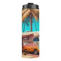 Retro RV and Palm Trees Thermal Tumbler