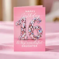 Glam Pink Diamond Sparkle Sweet 16 Birthday Card