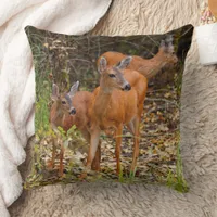 Stunning Trio of Blacktail Deer in the Forest Throw Pillow